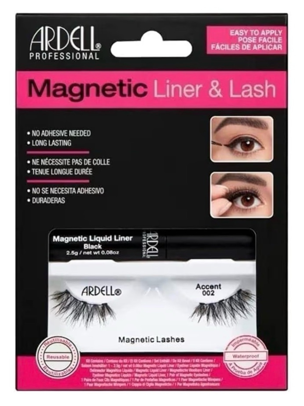Ardell Magnetic Liner & Lash Set — Black with Hot Pink Accents